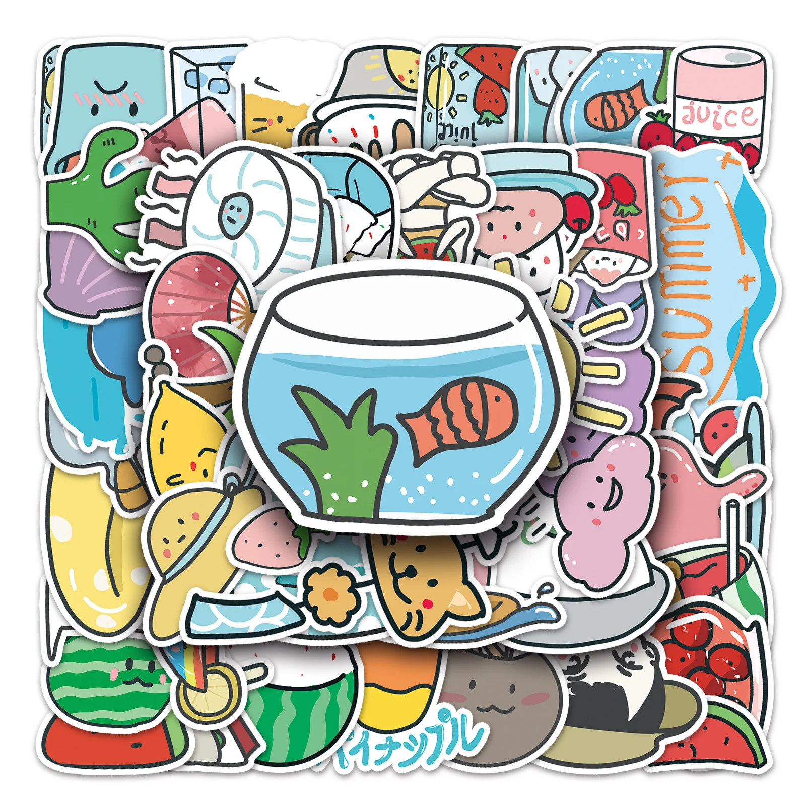 

10/30/50PCS Cartoon Summer Small Fresh Stickers Pack Skateboard Guitar Decoration DIY Helmet iPad Waterproof Graffiti Wholesale