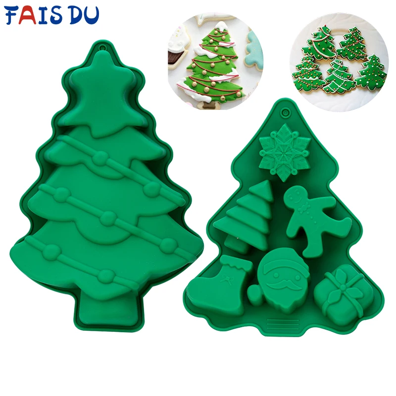 

FAIS DU Christmas Tree Silicone Mold Santa Socks Cake Decoration Tools Fondant Molds Resin Casting Mold Resin UV Epoxy Mold