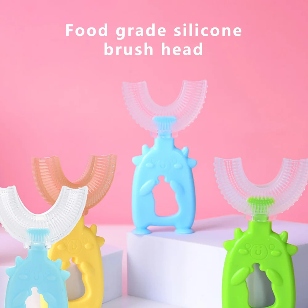 

Baby U-Shaped Toothbrush 360 Degree Oral Care Cleaning U-Type Toothbrush For Toddlers Children Soft Silicone Toothbrush