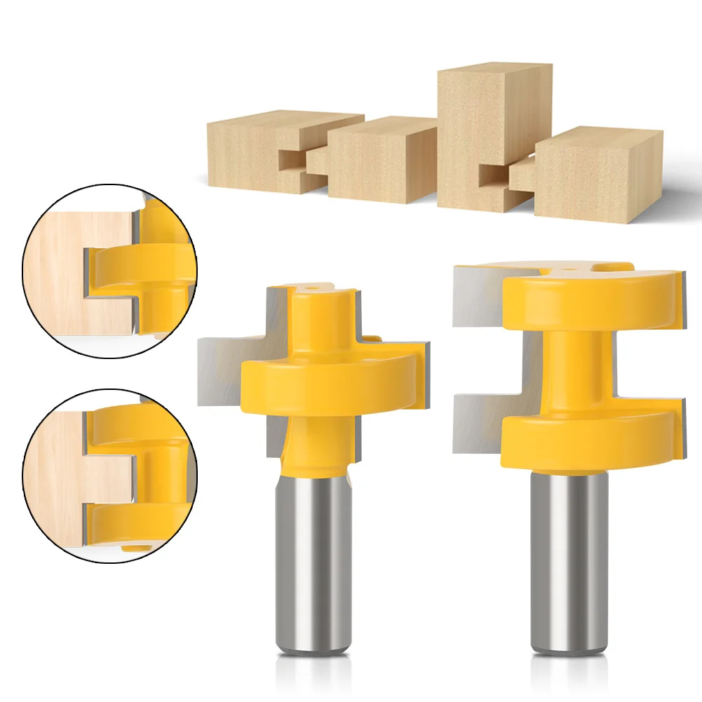 

12mm Shank Straight Wedge Tongue and Groove Router Bit Set Diameter-38.1mm for Wood Thickness-31mm Wood Milling Cutters Kit