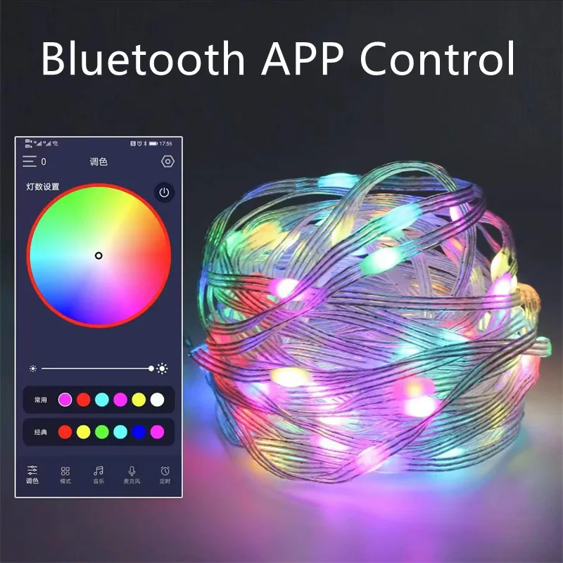 

Новинка 2023, умная световая гирлянда с медным проводом, мобильное приложение, управление через Wi-Fi, Симфония RGB, светодиодная гирлянсветильник для украшения рождественской вечеринки