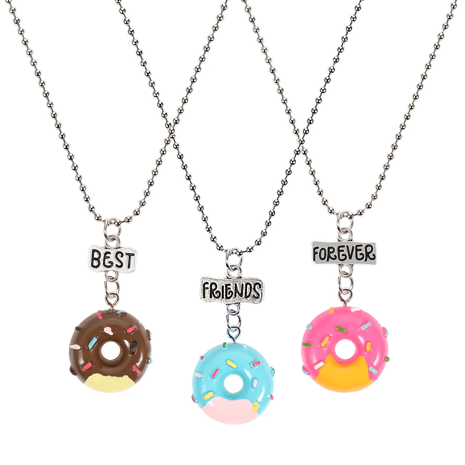 

3 Pcs Plastic Rope Friendship Necklace Kids Matching Girl Gifts Children Necklaces Good