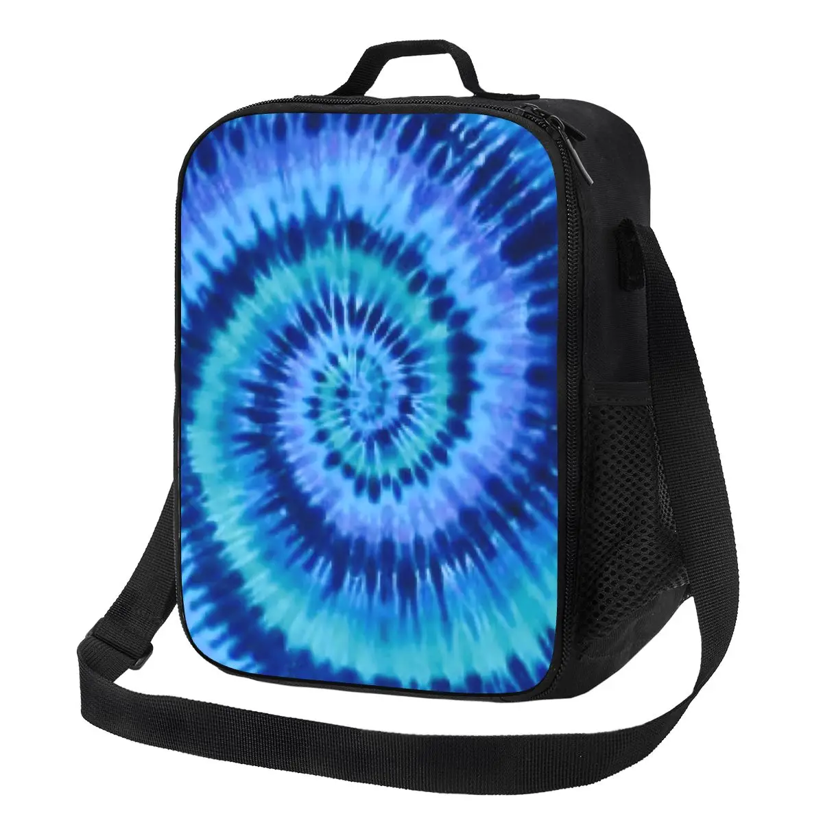 

Blue Tie Dye Lunch Bag Spiral Swirl Print Convenient Lunch Box School Print Cooler Bag Aesthetic Oxford Tote Food Bags