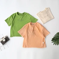 2022 new summer childrens short sleeved t shirt letter all match baby top casual round neck bottoming shirt