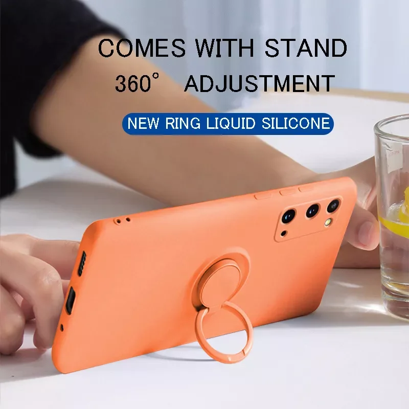 

NEW2023 Car Ring Holder Soft Silicone Case Galaxy S22 S21 S20 FE S10 E Plus Ultra A32 4G A42 A52 A72 5G Stand Cover