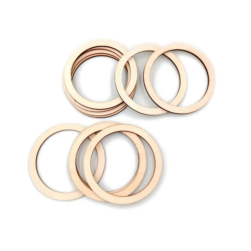 

100pcs 50mm Wooden Rings for Crafts, Unfinished Flat Rings Circles for Jewelry, DIY Making, Crafts & Home Decor