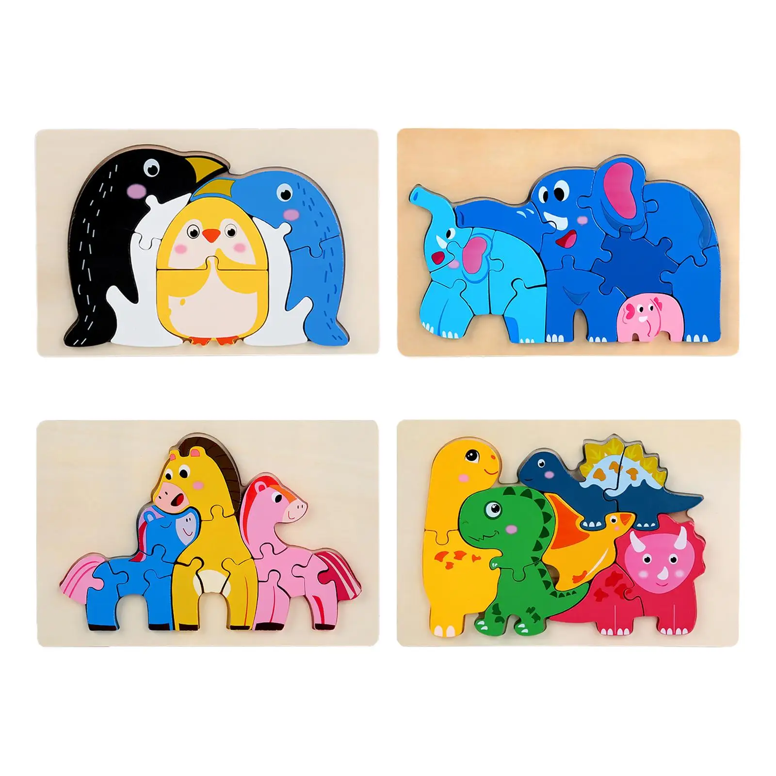 

Wooden Puzzle Color Shapes with Animals Patterns for Ages 3 Year Old Baby