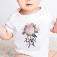watercolor feather dreamcatcher print creative toddler bodysuits simple casual breathable new newborn romper