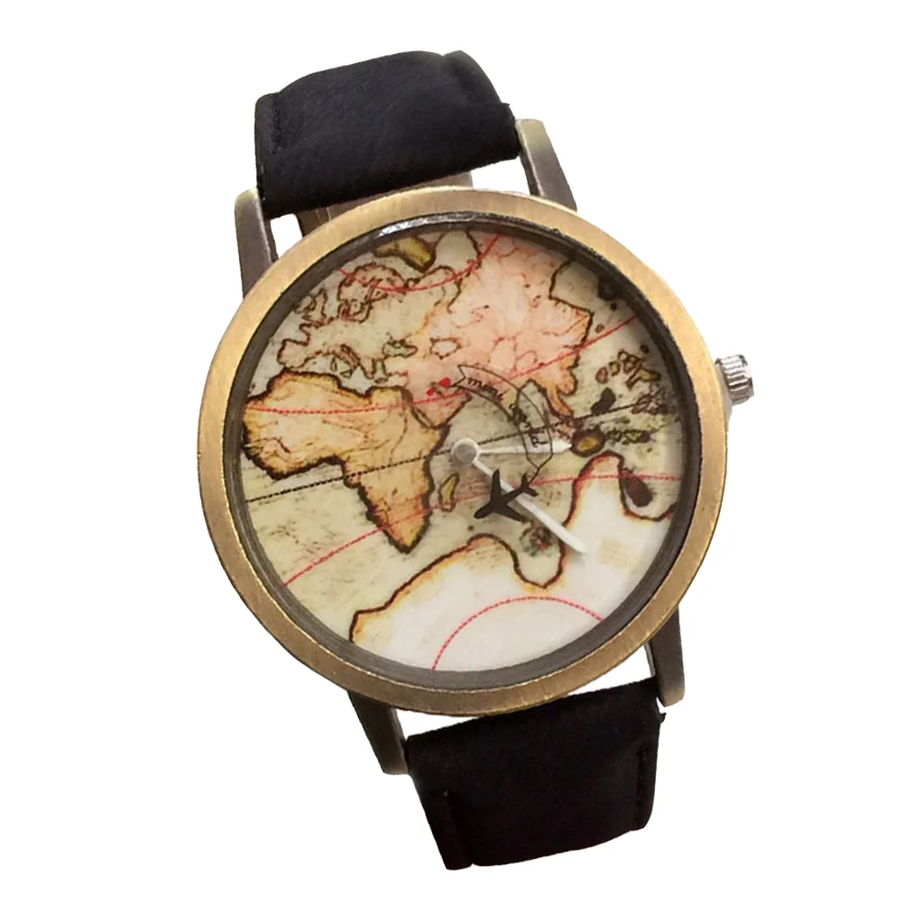 

Watch Women Wrist Watches Strap Alloy Men Pocket Friends Casual Birthday Vintage Girls Gift Numeral Map Face Presents Canvas