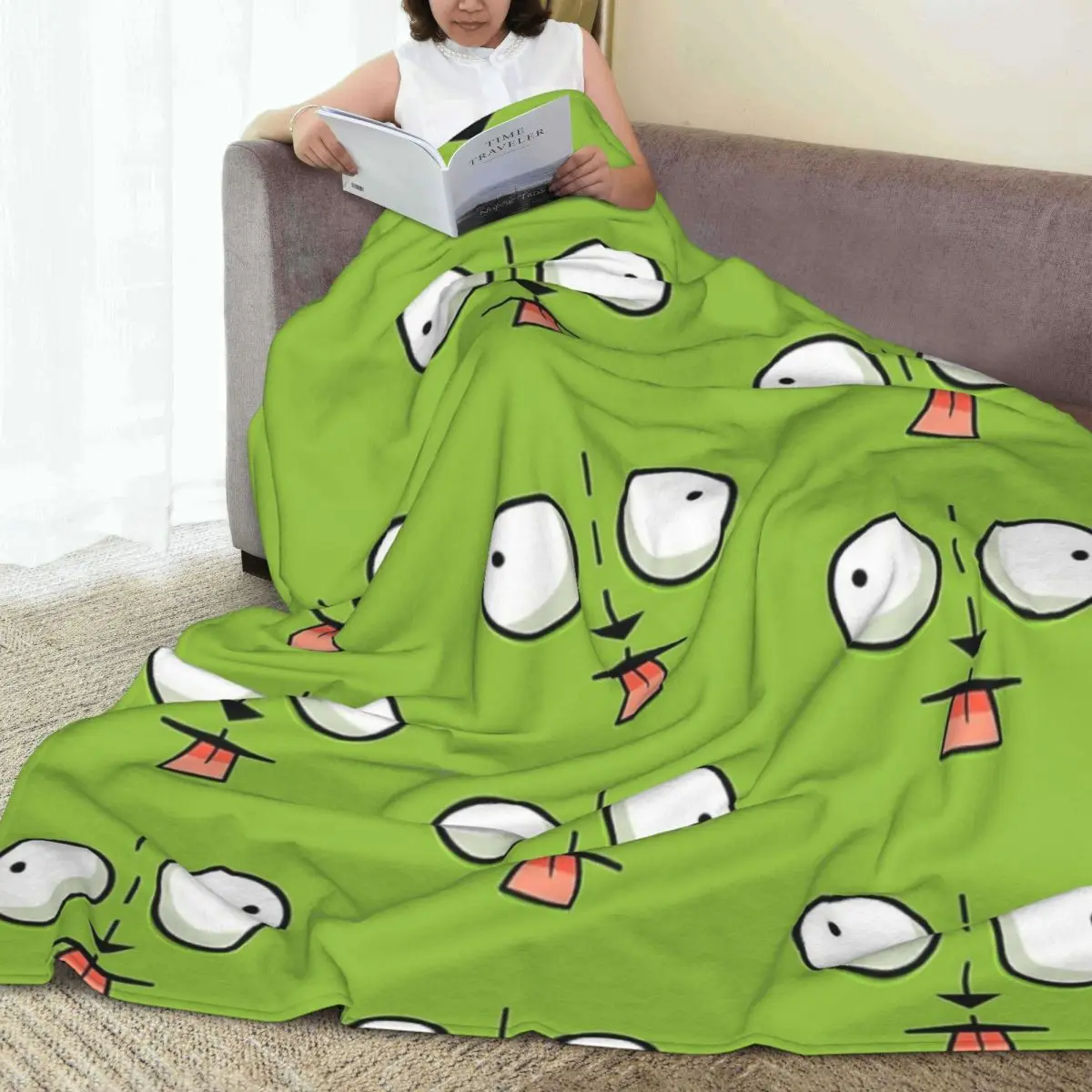 Фото Gir Face - Invader Zim мультяшное одеяло, фланелевые многофункциональные пледы для дивана, постельные принадлежности, офисные пледы, покрывало для путешествий №4