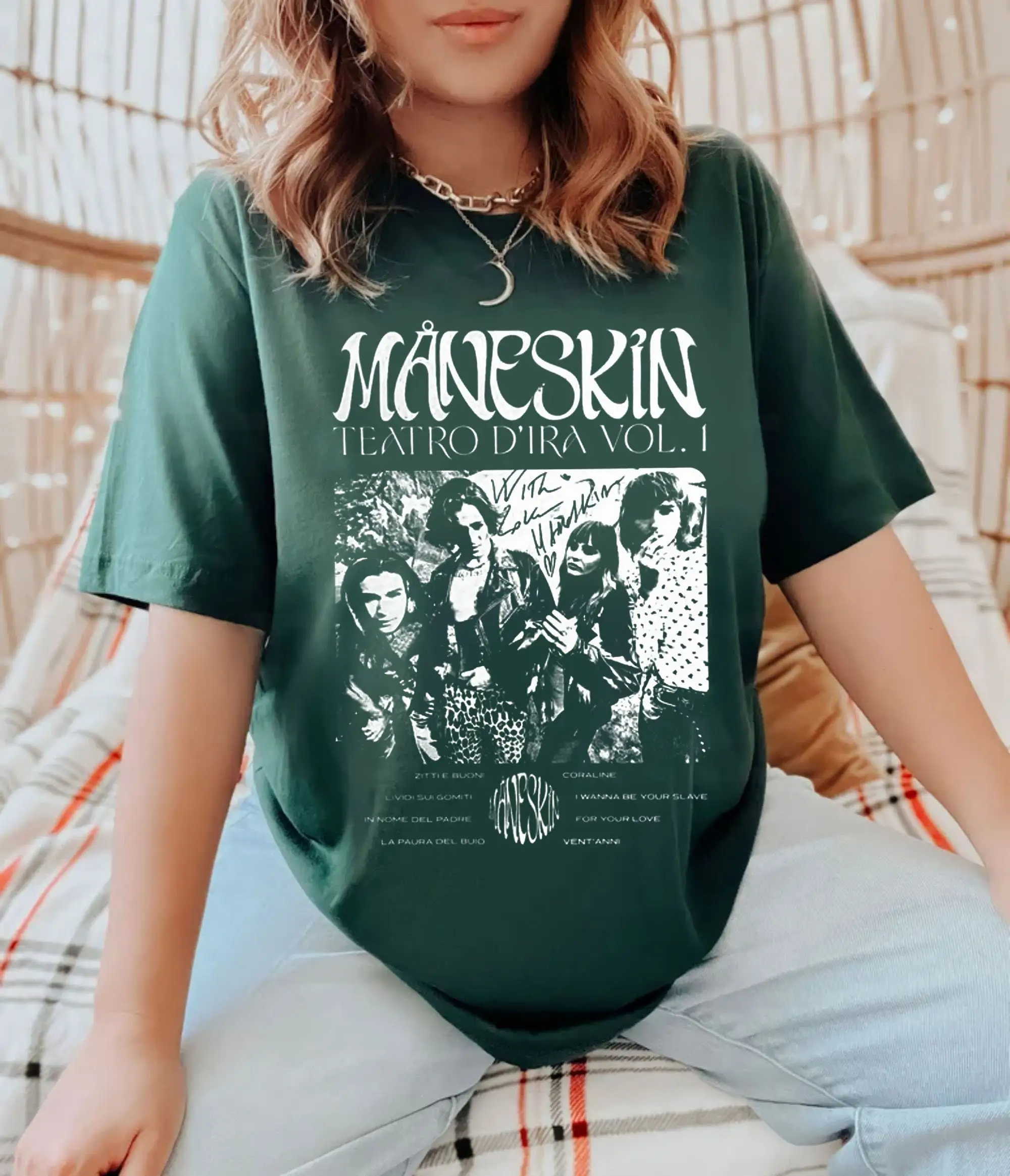 Винтажная Футболка-альбом Maneskin рок-группы поклонники турне 2024