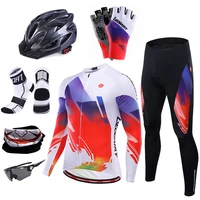 men bike clothing mtb bicycle jersey long sleeve summer breathable quick drying mens sportswear padded riding cycling full set