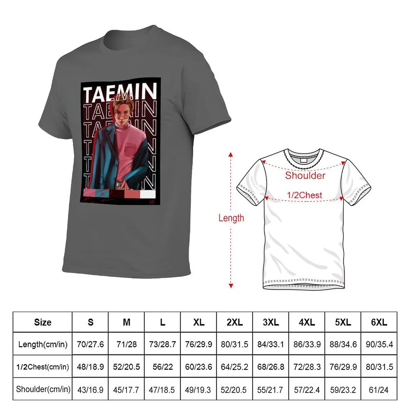 Фото Футболка с принтом LEE TAEMIN POSTER, уличная одежда, футболка с принтом №2