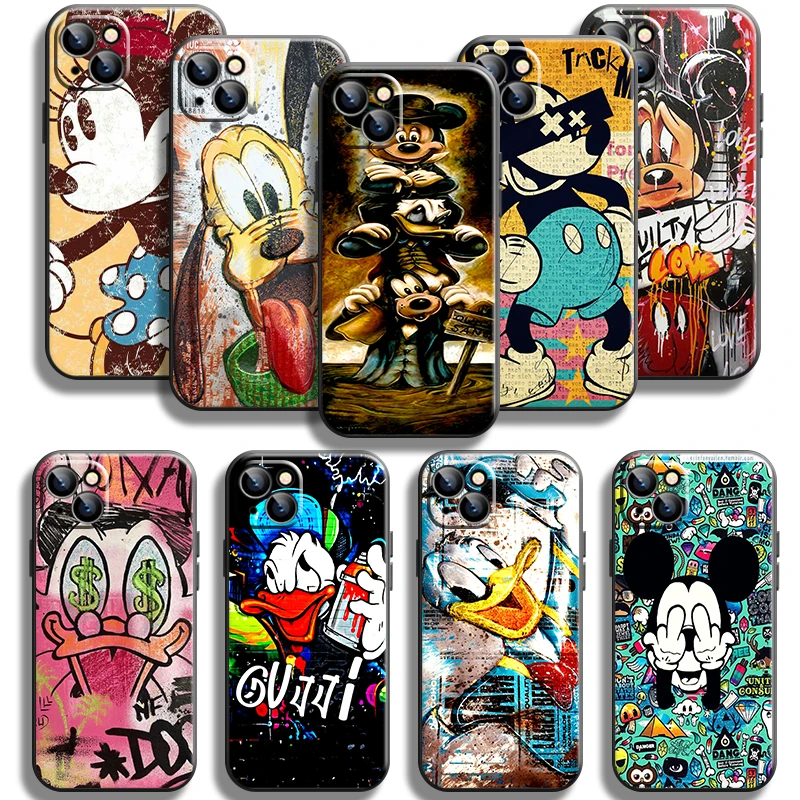 

Graffiti Mickey Duck Phone Case For iPhone 11 Pro Max 12 13 Pro Mini X XR XS Max 6 6S 7 8 Plus Se2 Full Protection Cases