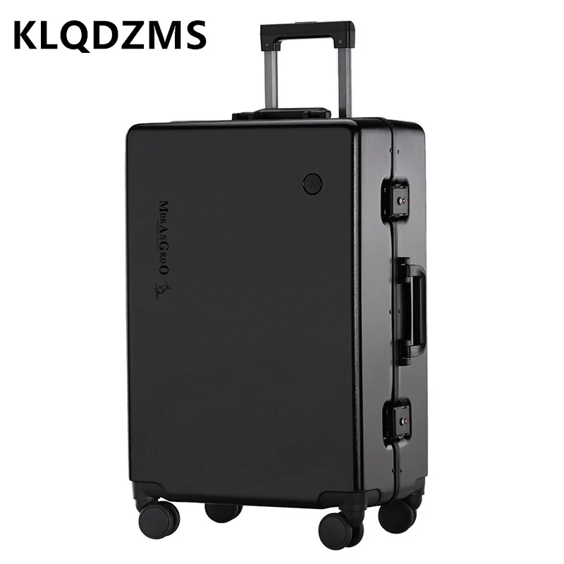 KLQDZMS Fashion Aluminum Frame Luggage Universal Wheel Trolley Case Male And Female Student Suitcase 20 Inch Boarding Case