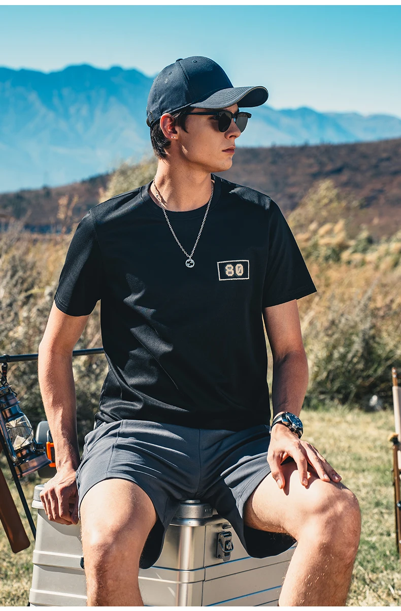 

Y0769 2023 new men's digital printing mercerized cotton half-sleeved cotton short-sleeved T-shirt