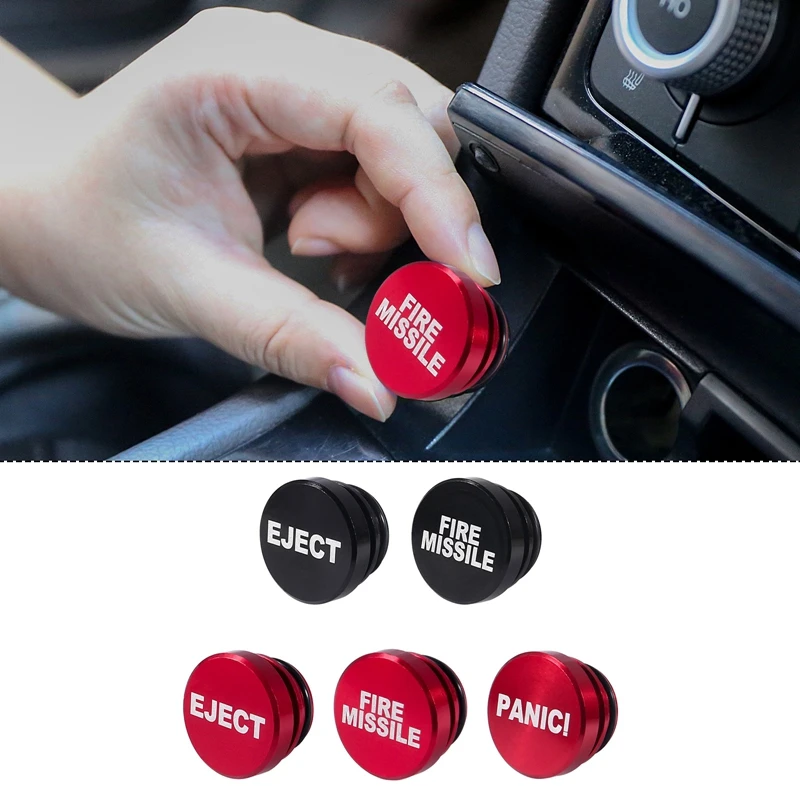 

Aluminum Alloy Car Cigarette Lighter Button Cover FIRE MISSILE / EJECT / PANIC Wording Interior Accessories for Cars and Boats