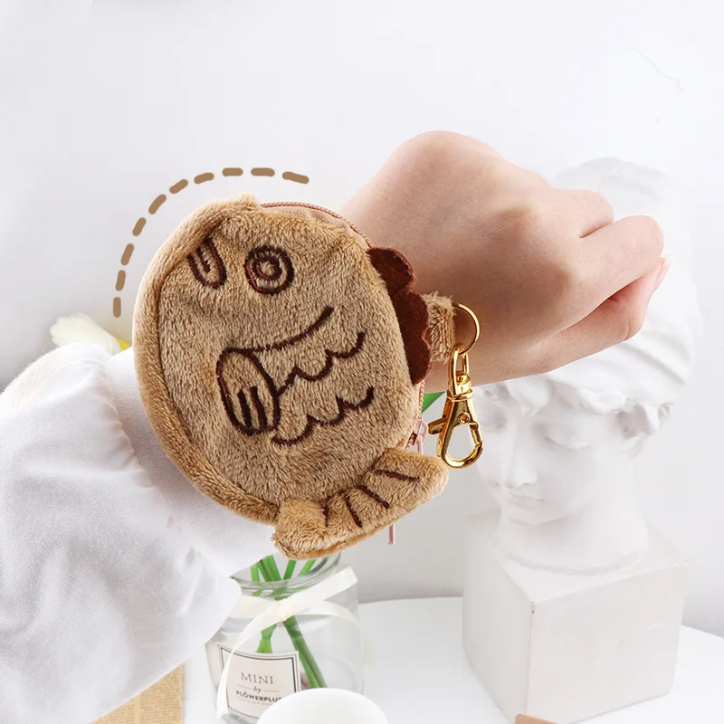 Cute Plush Snapper Fish Doll Coin Purse New Japan Style Wrist Bag Key Mini Cute Zipper Girl Coin Wallet Earphone Bag KeyChain