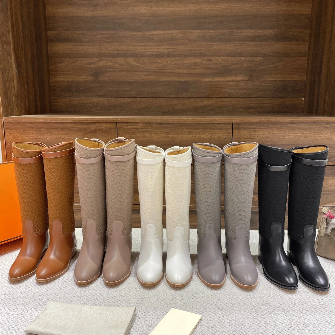 

Leather High Boots Womens 2022 Winter New British Style Handmade Long Barrel Modern Riding Boots Motorcycle Boots Bottes Hautes