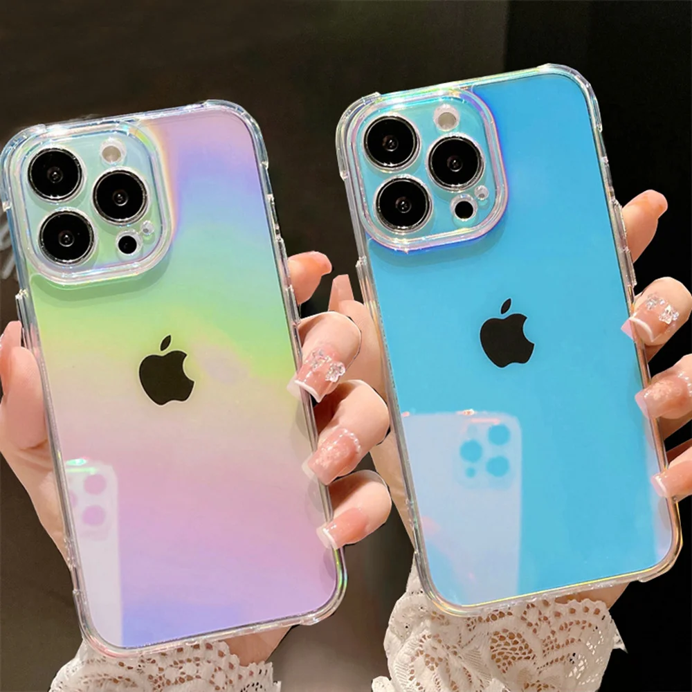Прозрачный чехол для iPhone совместим с моделями 11 12 13 Pro max XS Max XR x rainbow