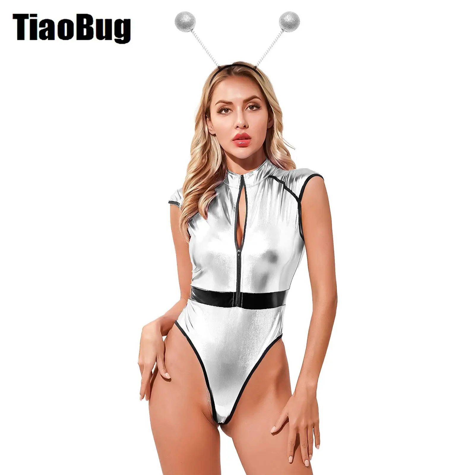 Женские комплекты для ролевых игр Alien боди на молнии спереди с короткими рукавами