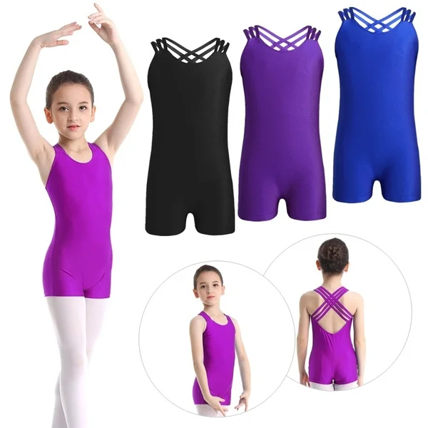 

Kids Girls Stage Performance Dancewear Sleeveless Strappy Ballet Dance Gymnastics Leotard Jumpsuit Ballet Dancing Clothes