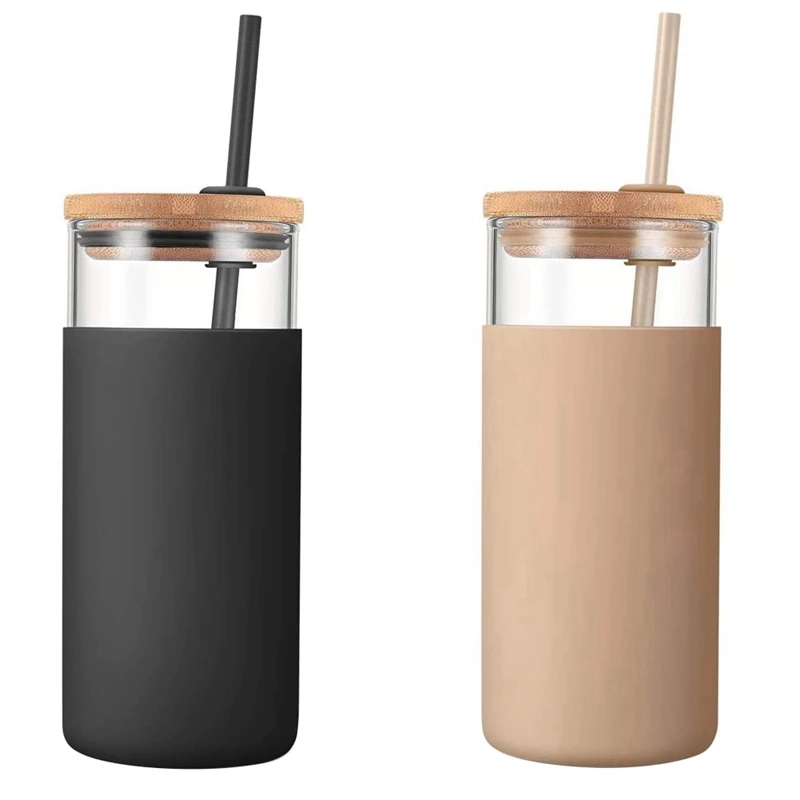 

16 унций высококачественное боросиликатное стекло с переключателем и соломинкой силиконовый защитный рукав бамбуковая крышка (оранжевый и ...