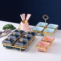 nordic ceramic fruit dessert snack bowl salad food dish snack nut candy storage tray with lid cutlery plate party cake stand set