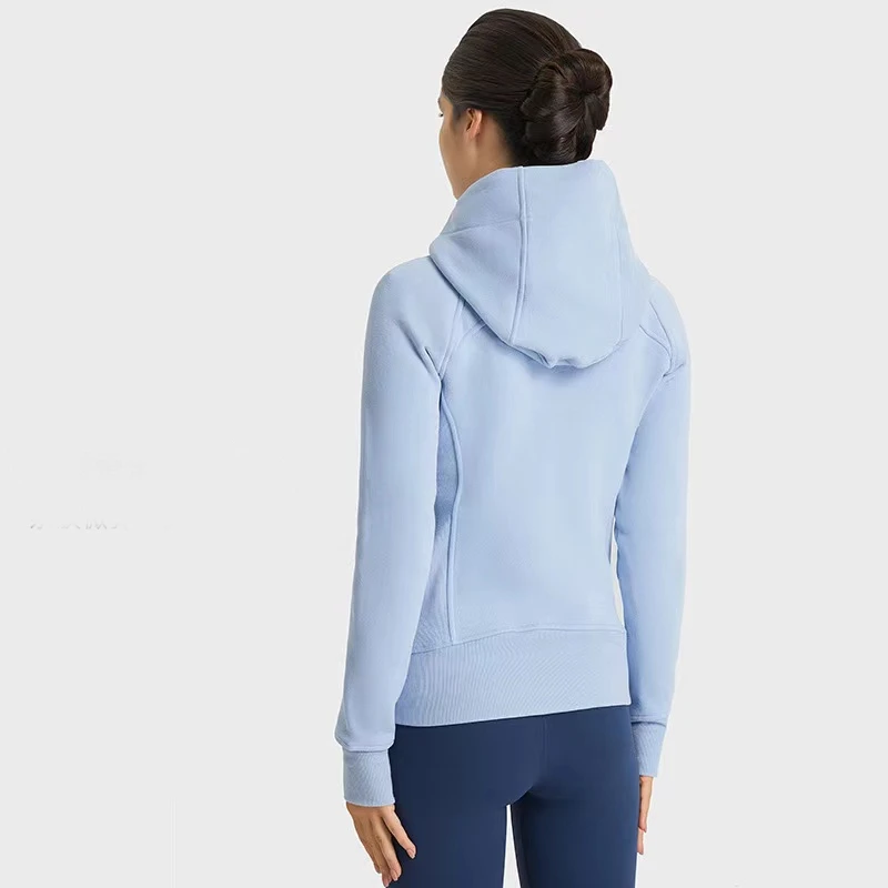 Lulu Winter Thicken Warm Long Sleeve Hooded Sweatshirts Define Jackets Coat With Pockets Sports Fitness Yoga Zip Up Women Hoodie