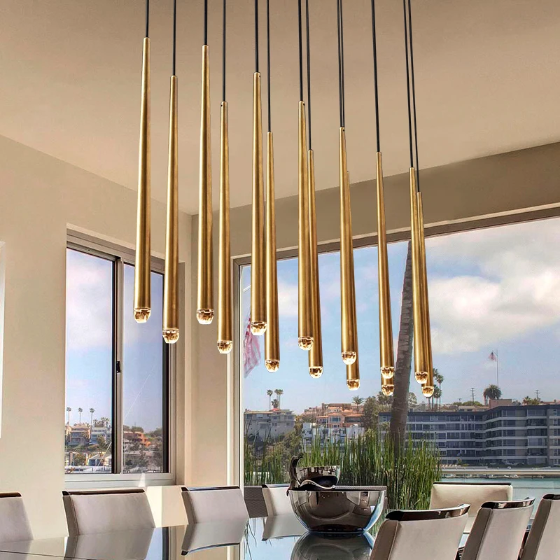 

American G9 Led Pendant Light Dining Room Hanging Chandelier Lighting Gold Lustre Pendant Lamp Led Luminarias Lamp Fixtures