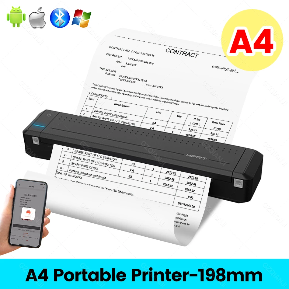 

Портативный принтер HPRT MT800 A4, прямая термопередача, стандартная машина для контракта, документов, офиса с лентой