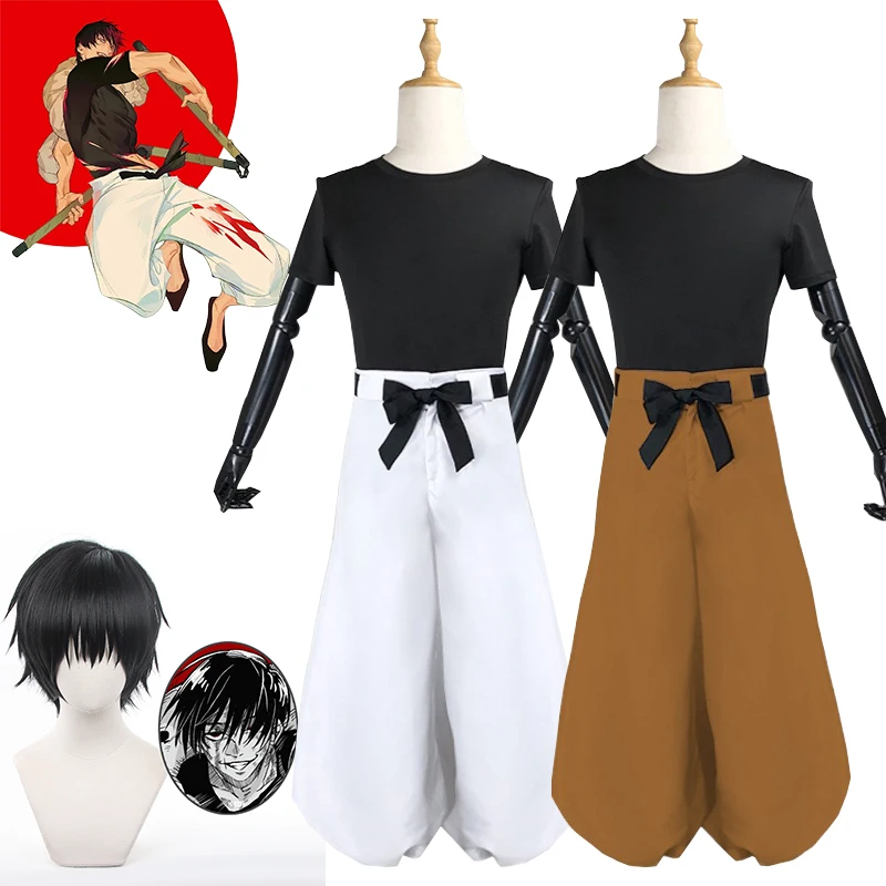 

Anime Toji Fushiguro Cosplay Jujutsu Kaisen Cosplay Costume Uniform Black Top Pants 2 Styles Suit Short Wig Party Carnival Men