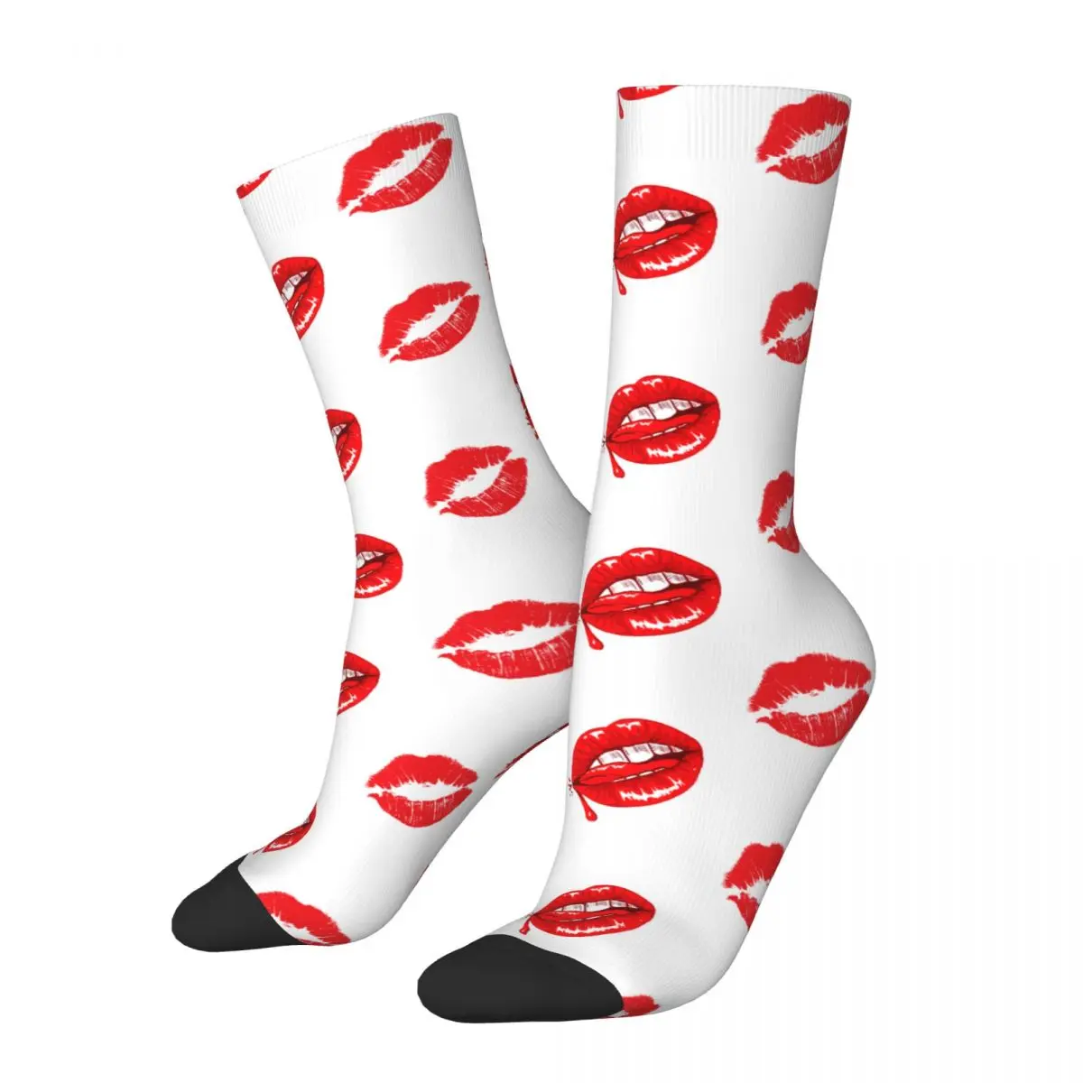 

Autumn Winter Funny Unisex Red Lips Lipstick Socks Non-slip Basketball Socks