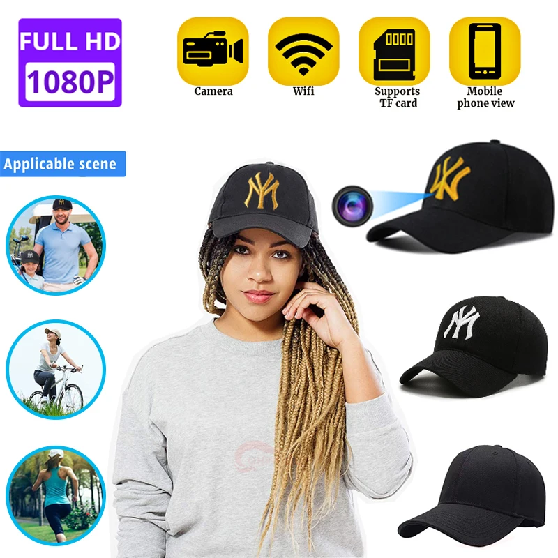 

1080P Full HD Wireless WIFI Mini Camera Baseball Cap Camera See By Mobile Action Camcoder Recorder Remote Monitor Espia