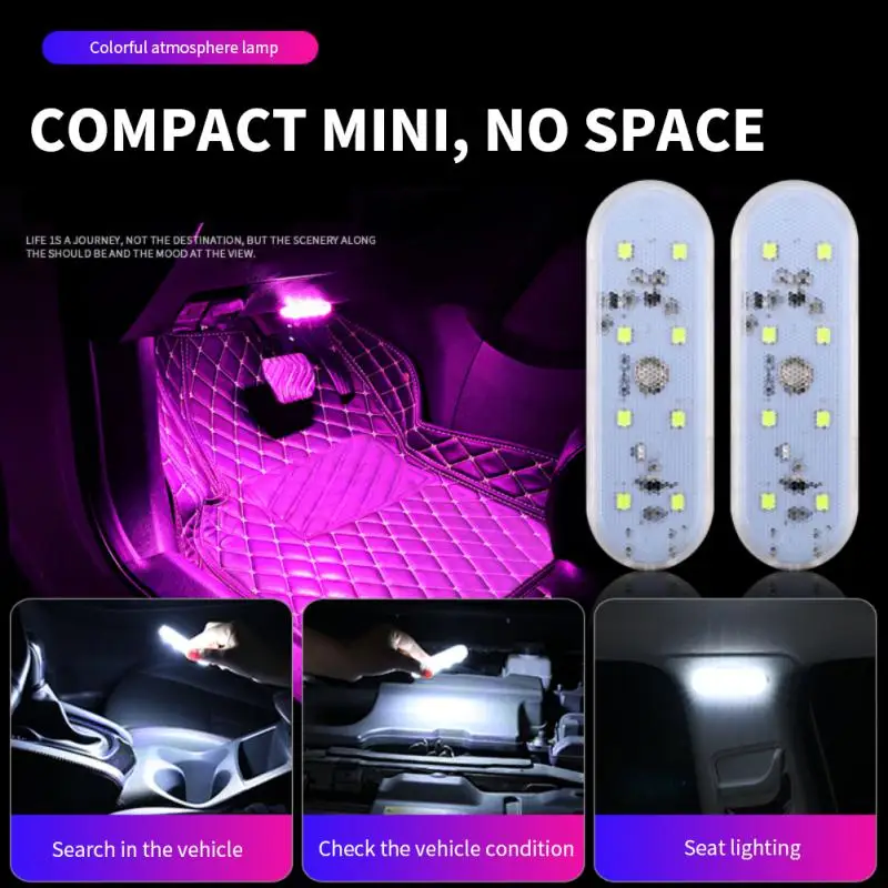 

8led Touch Light Car Accessories Ambient Light Mini Atmosphere Light Car Interior Accessories Dome Light Usb Chargeable Roof