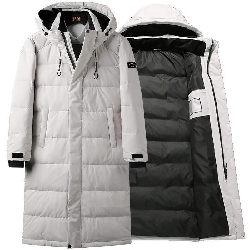 

2023New Winter 90% White Duck Down Jacket Men Hooded Fashion High Quality Winter Coat Men Long Thicken Warm Down Coat Black Park