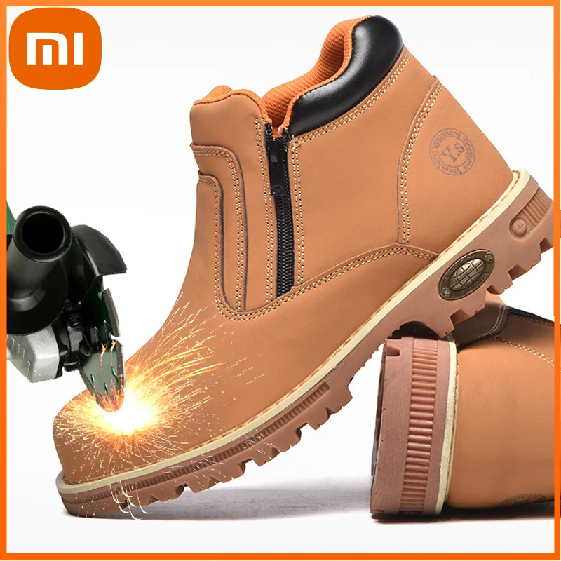 

Защитные рабочие ботинки XIAOMI, защитная обувь, неразрушаемые кожаные ботинки, обувь со стальным носком, непробиваемые ботинки, прочная промы...