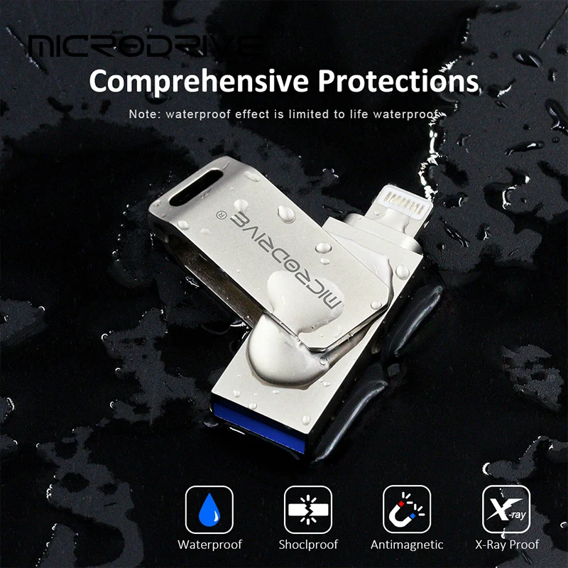 Металлический USB флеш-накопитель 2 в 1 128 ГБ OTG 32 64 Usb 3 0 флэш-диск для iPhone X/8 Plus/8/7 Plus