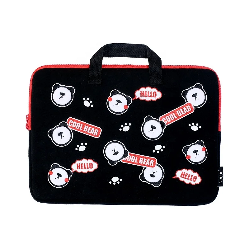 

Cute Cartoon Bear Laptop Bag Soft Shockproof Handle Strap Laptop Sleeve