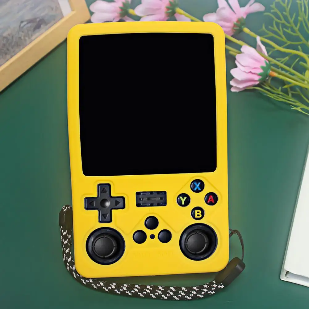 Фото Защитный чехол для игровой консоли R36S PLUS, силиконовый чехол с защитой от падения, простой однотонный защитный рукав со шнурком №4