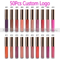 custom logo 50pcs waterproof matte liquid lipstick lip tint matte lip gloss cosmetic long lasting lipgloss bulk