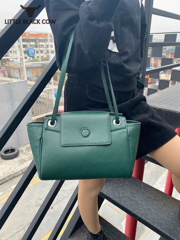 

Офисная дамская сумка на одно плечо, вместительная сумочка из натуральной кожи, повседневный тоут для покупок, Женский саквояж кросс-боди