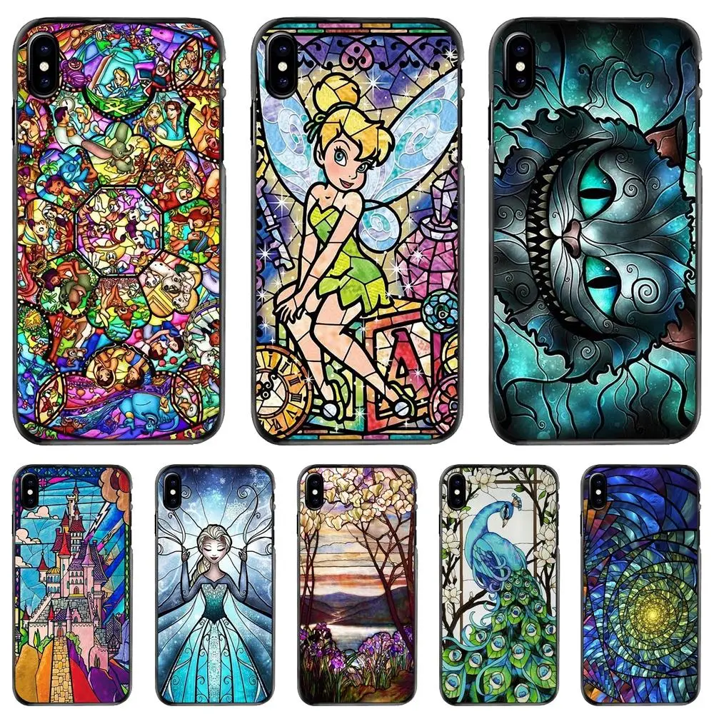 

For Apple iPhone 11 12 13 14 Pro MAX Mini 5 5S SE 6 6S 7 8 Plus 10 X XR XS Hard Phone Case Astronaut Stained Glass Colorful Cat