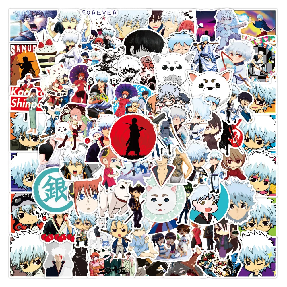

100Pcs Funny Anime GINTAMA Stickers Cartoon Toys For Children Motorcycle Luggage Laptop Bicycle Skateboard Pegatinas Sticker