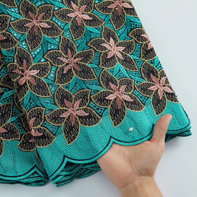 Цена Ткань Африканская хлопчатобумажная Кружевная Ткань 5 ярдов швейцарская вуаль Высококачественная нигерийская хлопчатобумажная кружевная ...