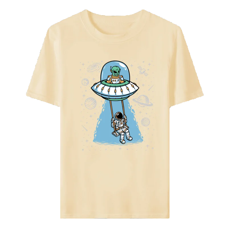 

NASA Cotton Loose Unisex Cartoon Printed T-shirt Men's and Women's Top&T-shirt