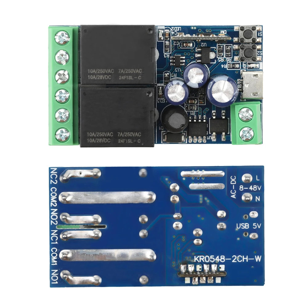 

Умный переключатель Wi-Fi, модуль 5 В постоянного тока, 2-канальное реле, беспроводной пульт дистанционного управления, работает с Ewelink для светодиодов ворот, дверей