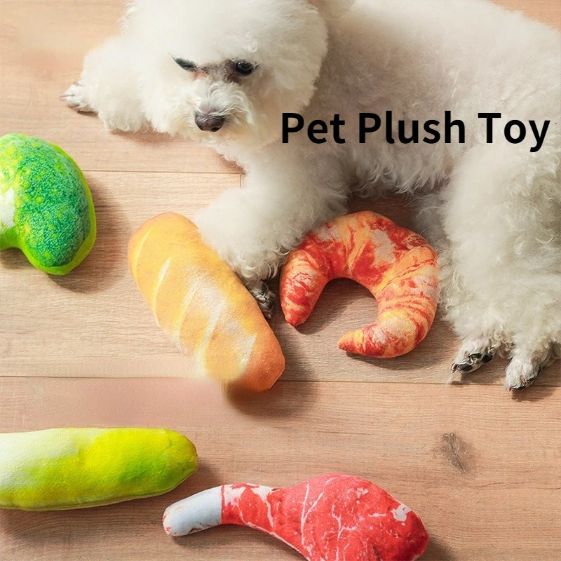 Plush Simulation Food Pet Toy Dog Cat Bite-resistant Environmental Protection Pillow Squeaky Interactive Educational Toy