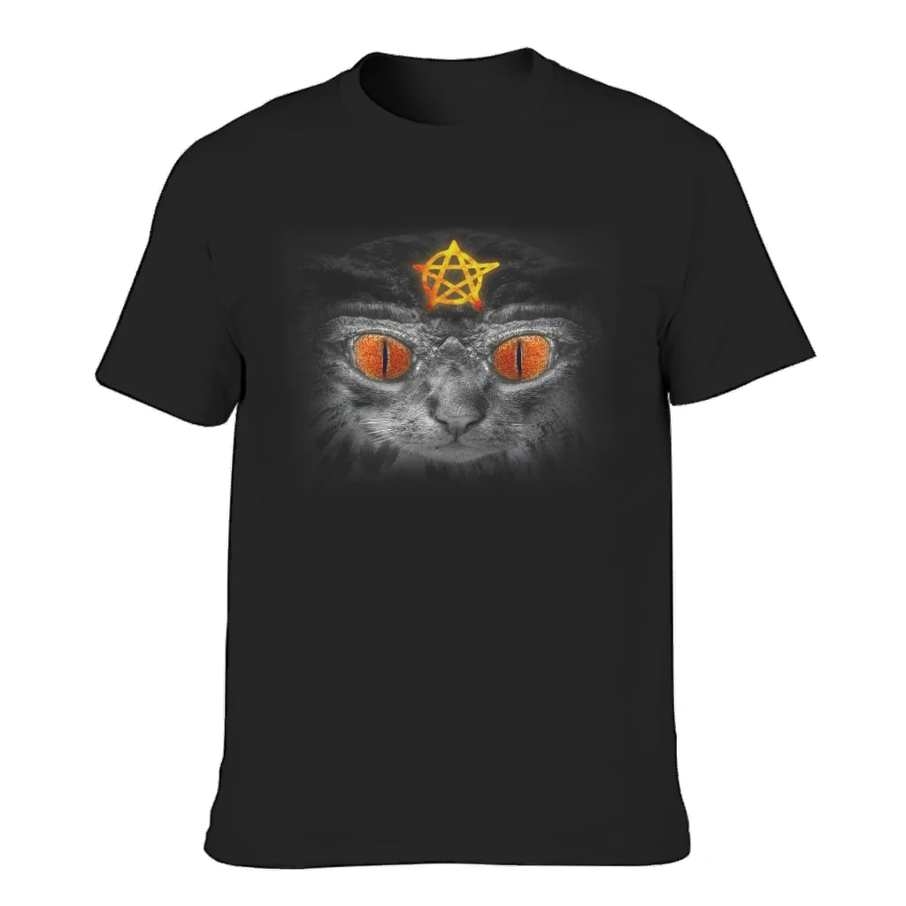 

Summer T-Shirts Satan Cat Face Print Men Clothes Cotton Soft Breathable T-shirts With Short Sleeves Men's Basic Top Tees