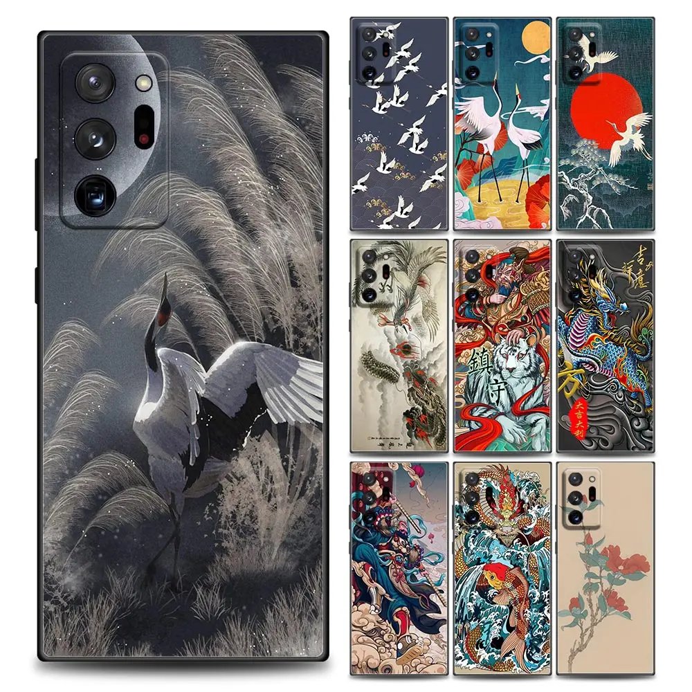 

Chinese Style Crane Phone Case for Samsung Note 8 Note 9 Note 10 M11 M12 M30s M32 M21 M51 F41 F62 M01 Soft Silicone